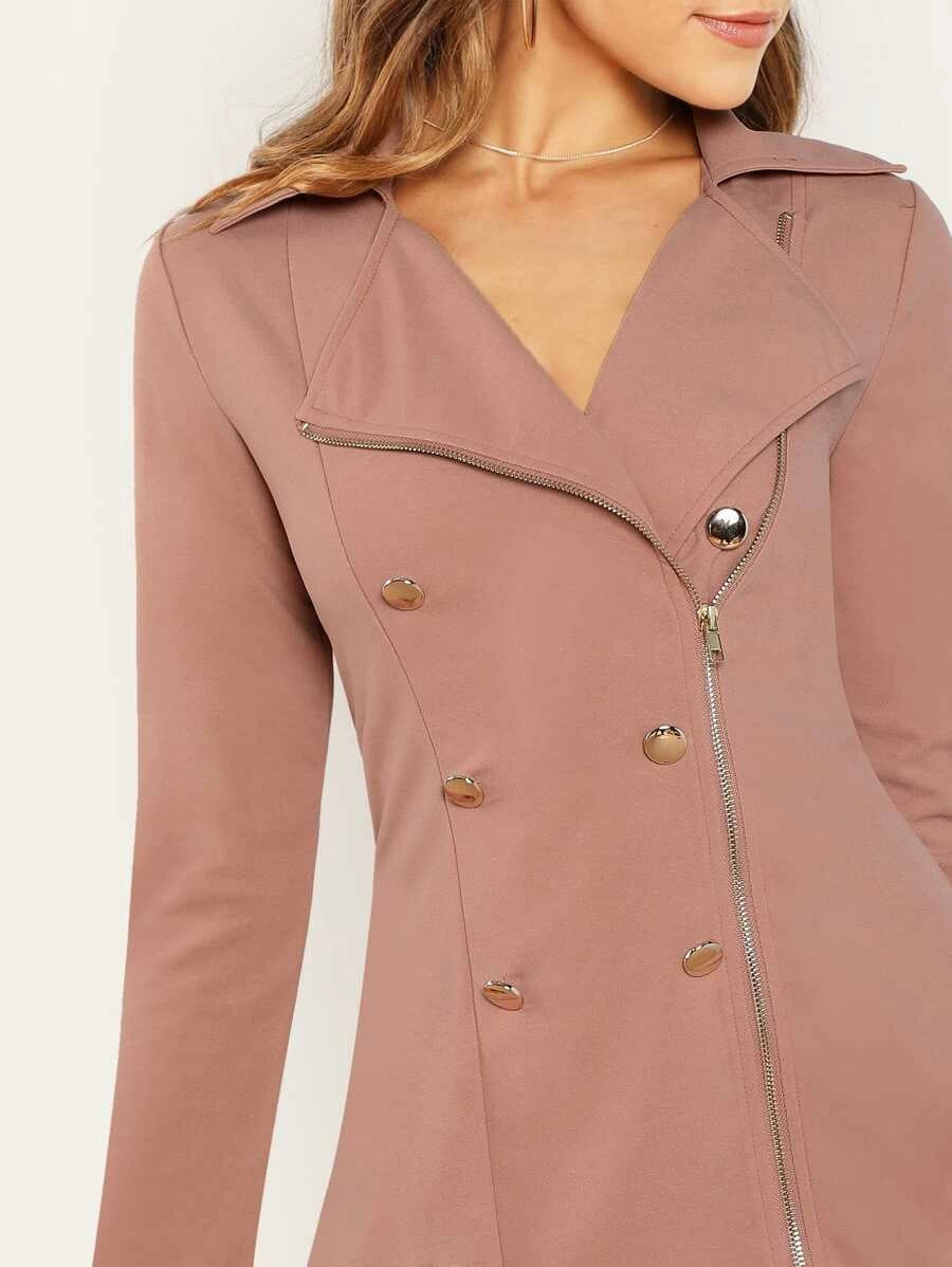 Double Breasted Zip Front Blazer Dress Periwinkley Shop