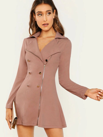Double Breasted Zip Front Blazer Dress Periwinkley Shop