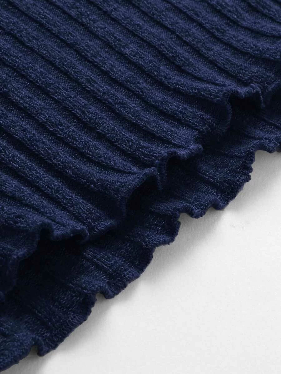 Lettuce Edge Ribbed Bardot Dress Periwinkley Shop