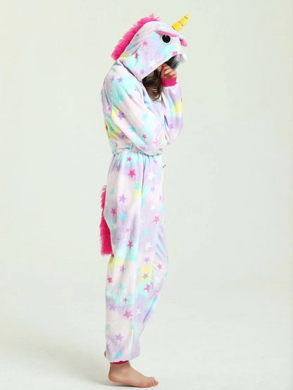 Star Print Drawstring Waist Unicorn Onesie Periwinkley Shop