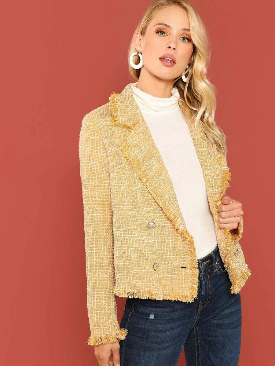 Double Breasted Notched Neck Coat Periwinkley Shop