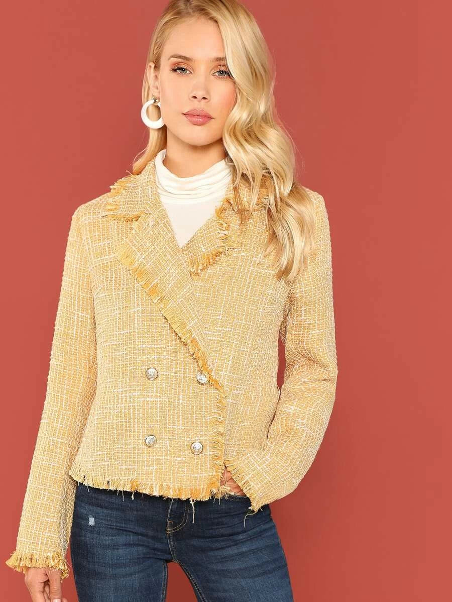 Double Breasted Notched Neck Coat Periwinkley Shop