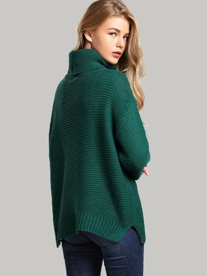 Split Side High Neck Sweater Periwinkley Shop
