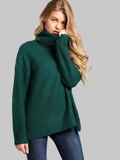 Split Side High Neck Sweater Periwinkley Shop