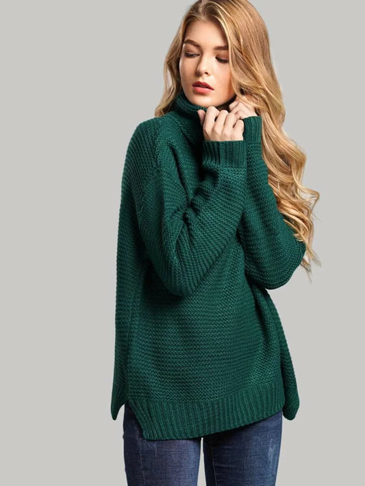 Split Side High Neck Sweater Periwinkley Shop
