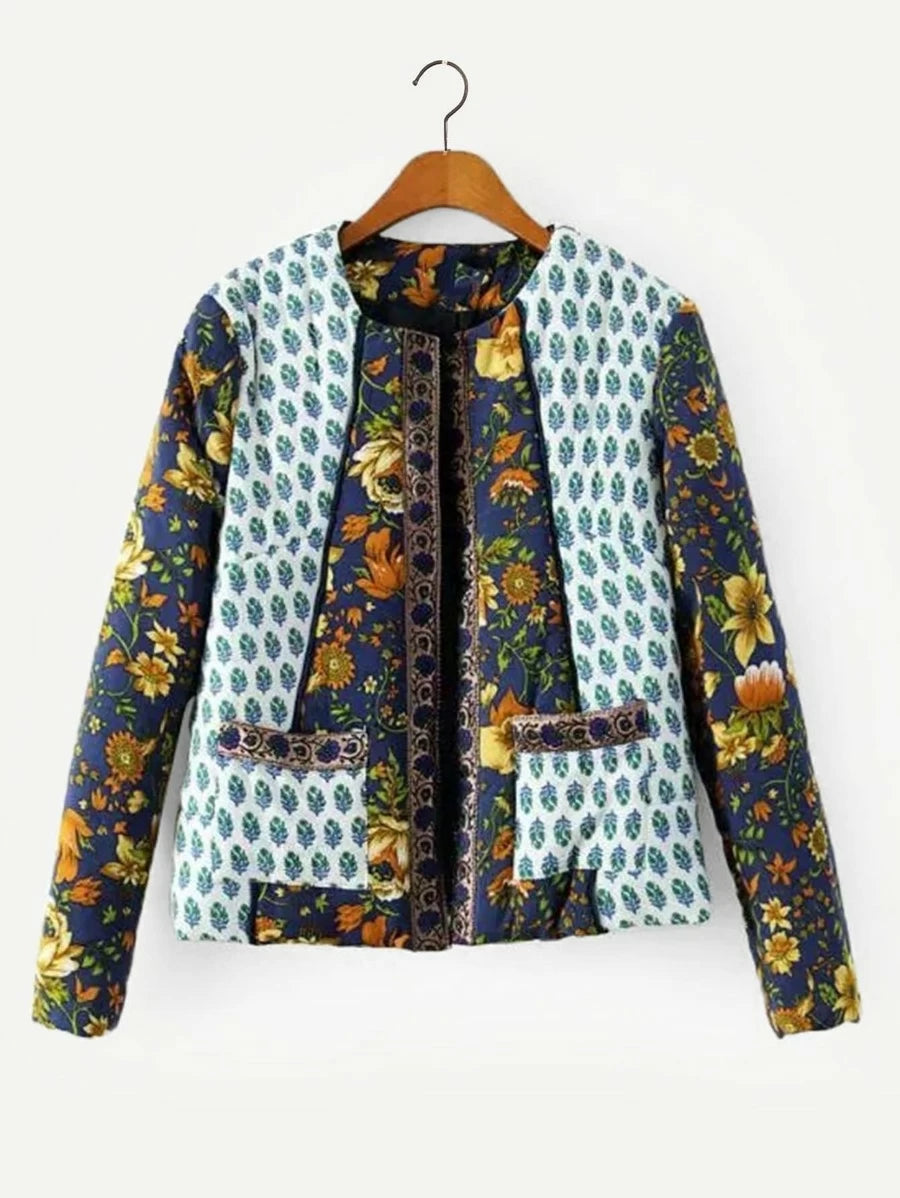 Floral Print Coat Periwinkley Shop