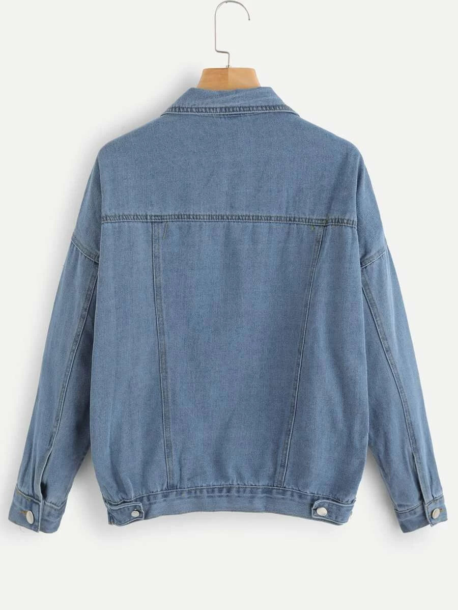 Single Breasted Pocket Side Denim Jacket Periwinkley Shop