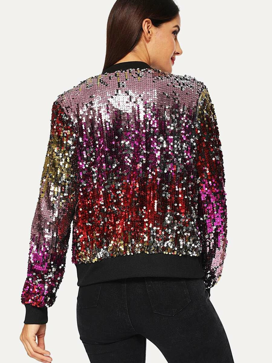 Zip-Up Sequin Jacket Periwinkley Shop