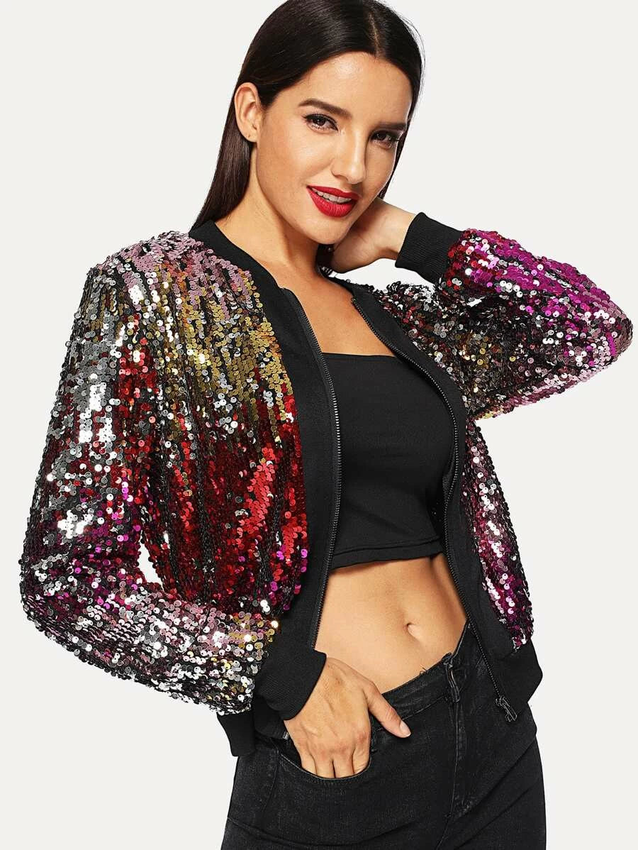Zip-Up Sequin Jacket Periwinkley Shop