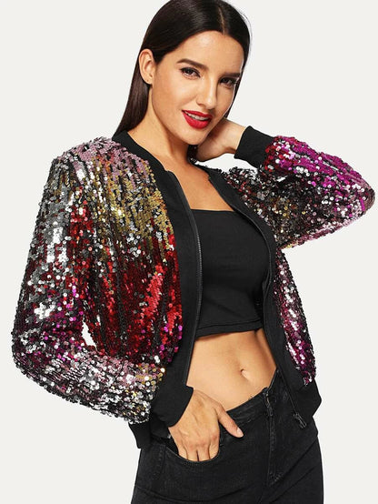 Zip-Up Sequin Jacket Periwinkley Shop