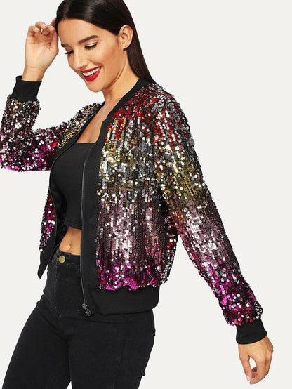 Zip-Up Sequin Jacket Periwinkley Shop