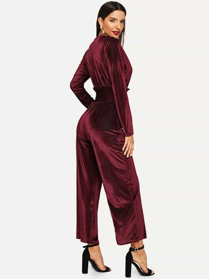 Frilled Corset Surplice Wrap Jumpsuit Periwinkley Shop