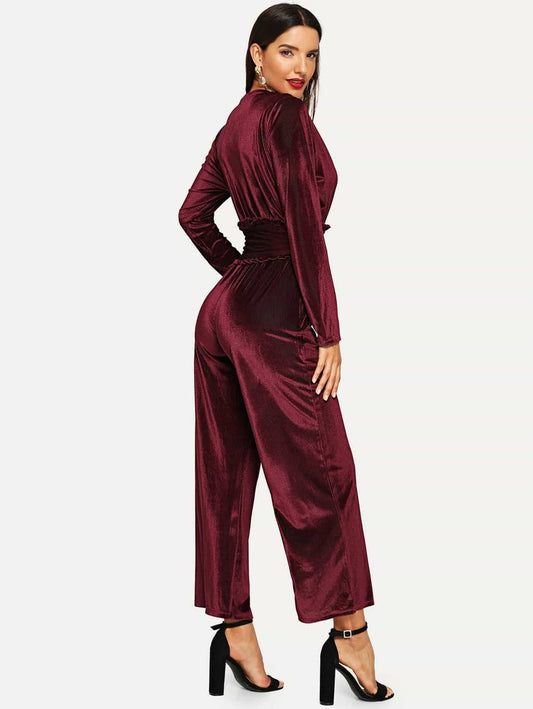 Frilled Corset Surplice Wrap Jumpsuit Periwinkley Shop