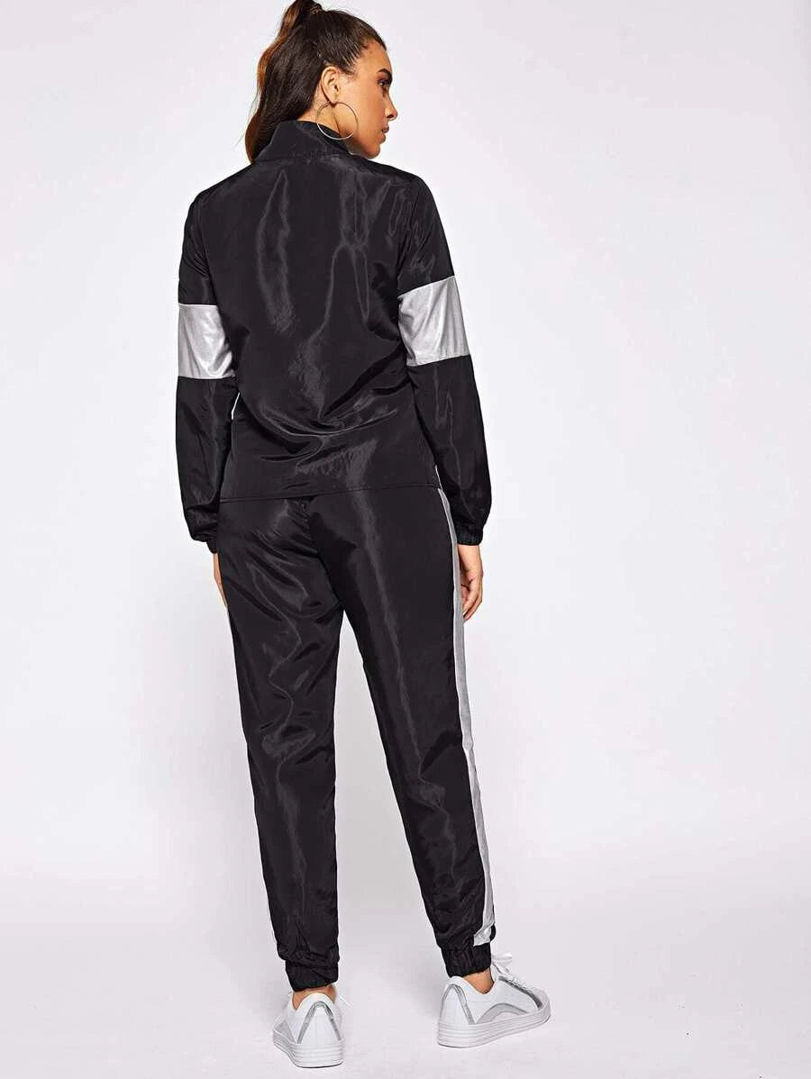 O-Ring Zip Half Placket Jacket and Sweatpants Set Periwinkley Shop