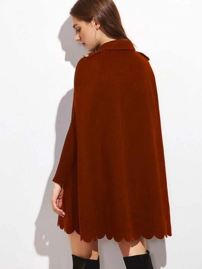 Double Breasted Scallop Edge Cape Coat Periwinkley Shop