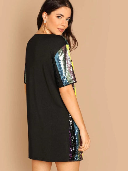 Striped Sequin Tunic Dress Periwinkley Shop