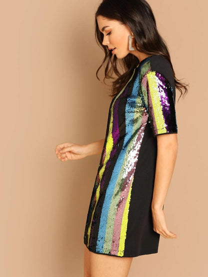 Striped Sequin Tunic Dress Periwinkley Shop