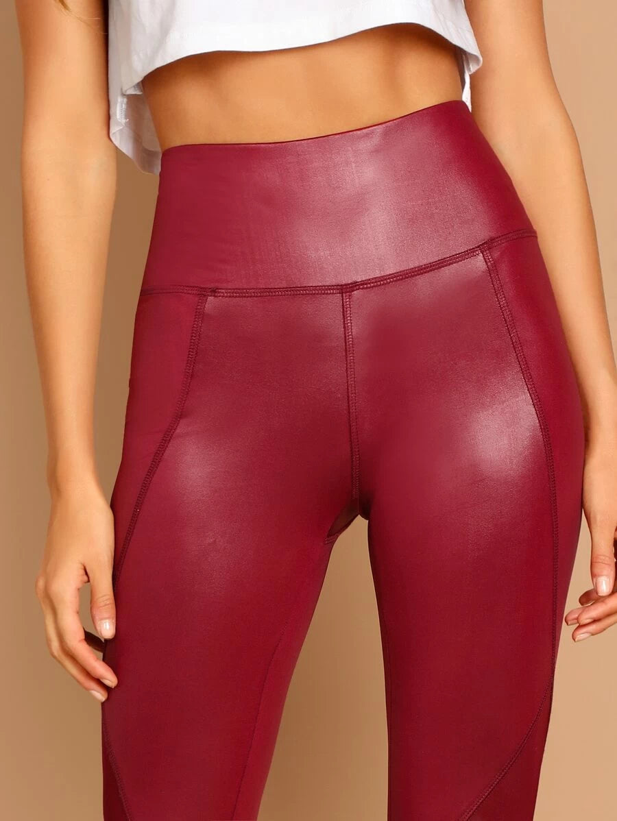Wide Waistband Solid Leggings Periwinkley Shop