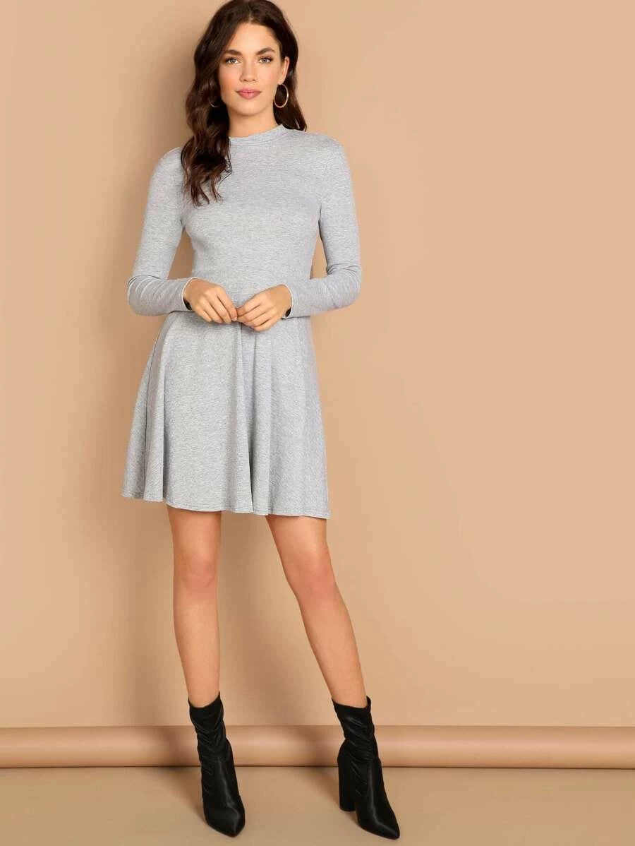 Mock-Neck Backless Flowwy Dress Periwinkley Shop
