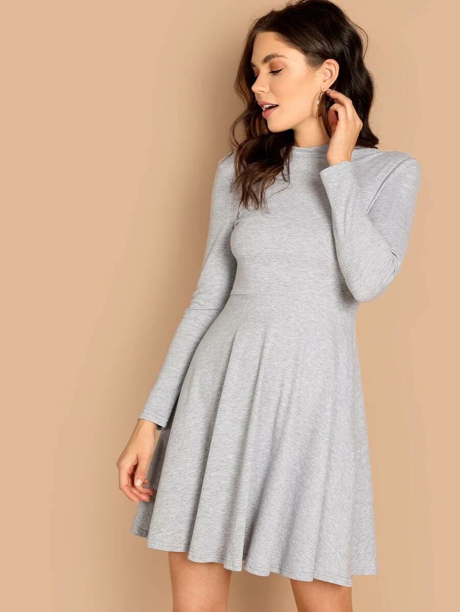 Mock-Neck Backless Flowwy Dress Periwinkley Shop