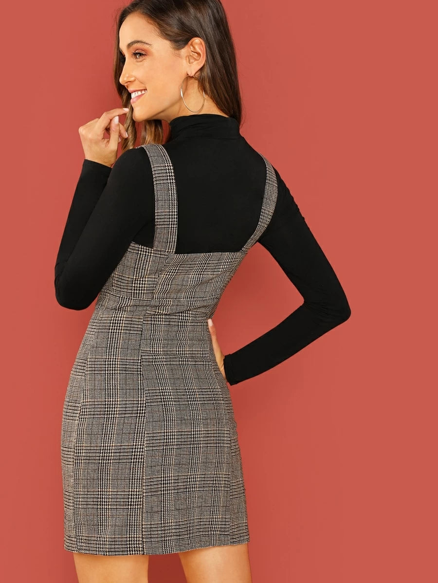 Zipper Up Glen Plaid Pinafore Dress Periwinkley Shop