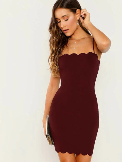 Scallop Edge Cami Bodycon Dress Periwinkley Shop