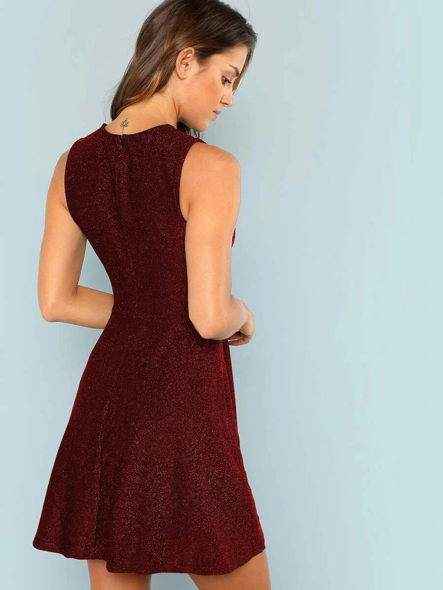 Fit and Flare Sleeveless Glitter Dress Periwinkley Shop