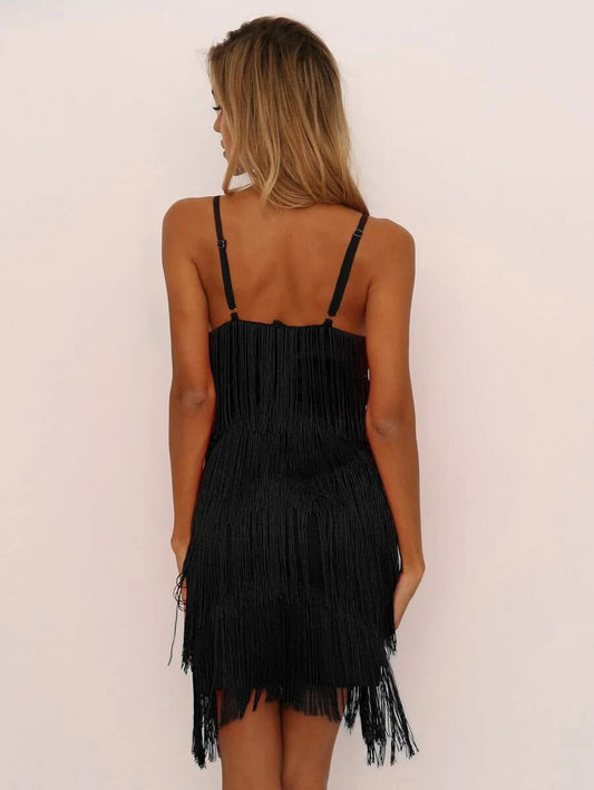 Joyfunear Tiered Fringe Bodycon Cami Dress Periwinkley Shop