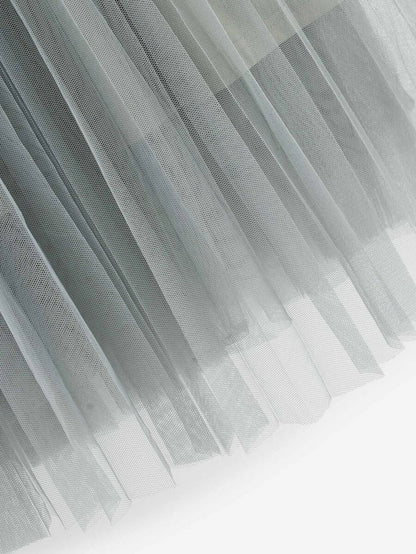 Wide Waist Pleated Mesh Skirt Periwinkley Shop