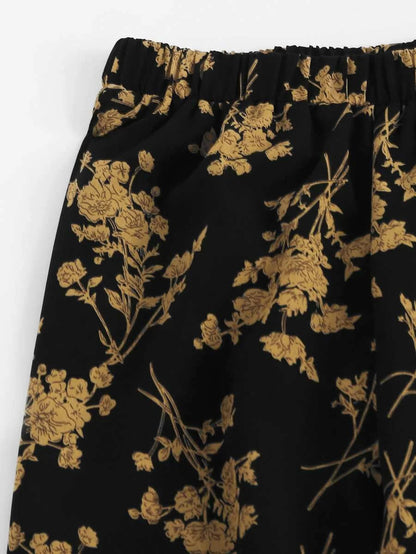 Floral Print Knot Hem Cami Top With Pants Periwinkley Shop