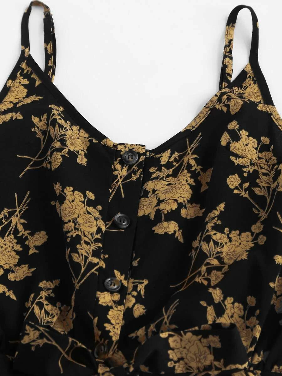 Floral Print Knot Hem Cami Top With Pants Periwinkley Shop