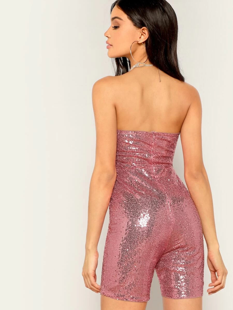 Zip Back Sequin Tube Jumpsuit Periwinkley Shop