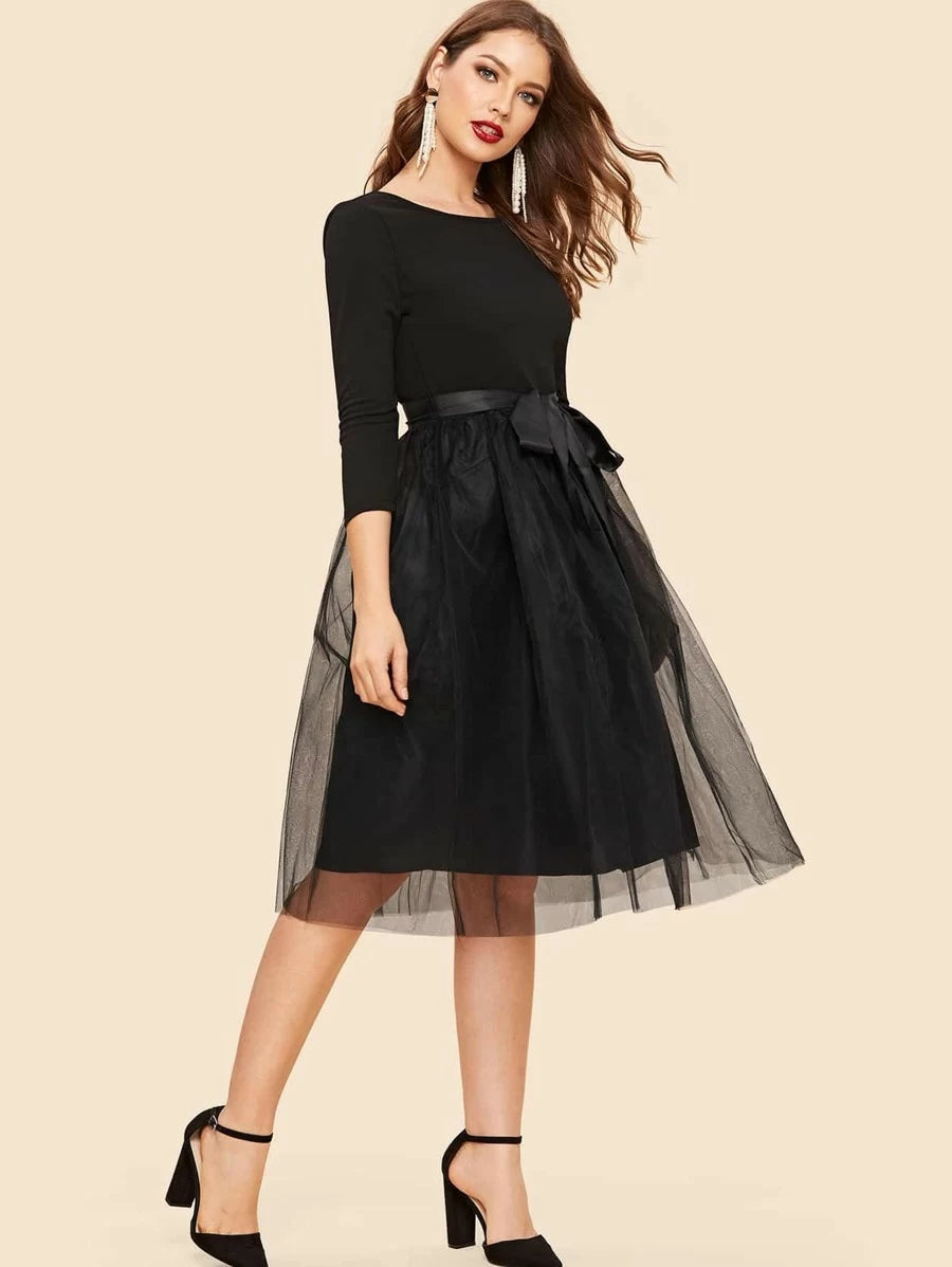Ribbon Tie Tulle Dress Periwinkley Shop