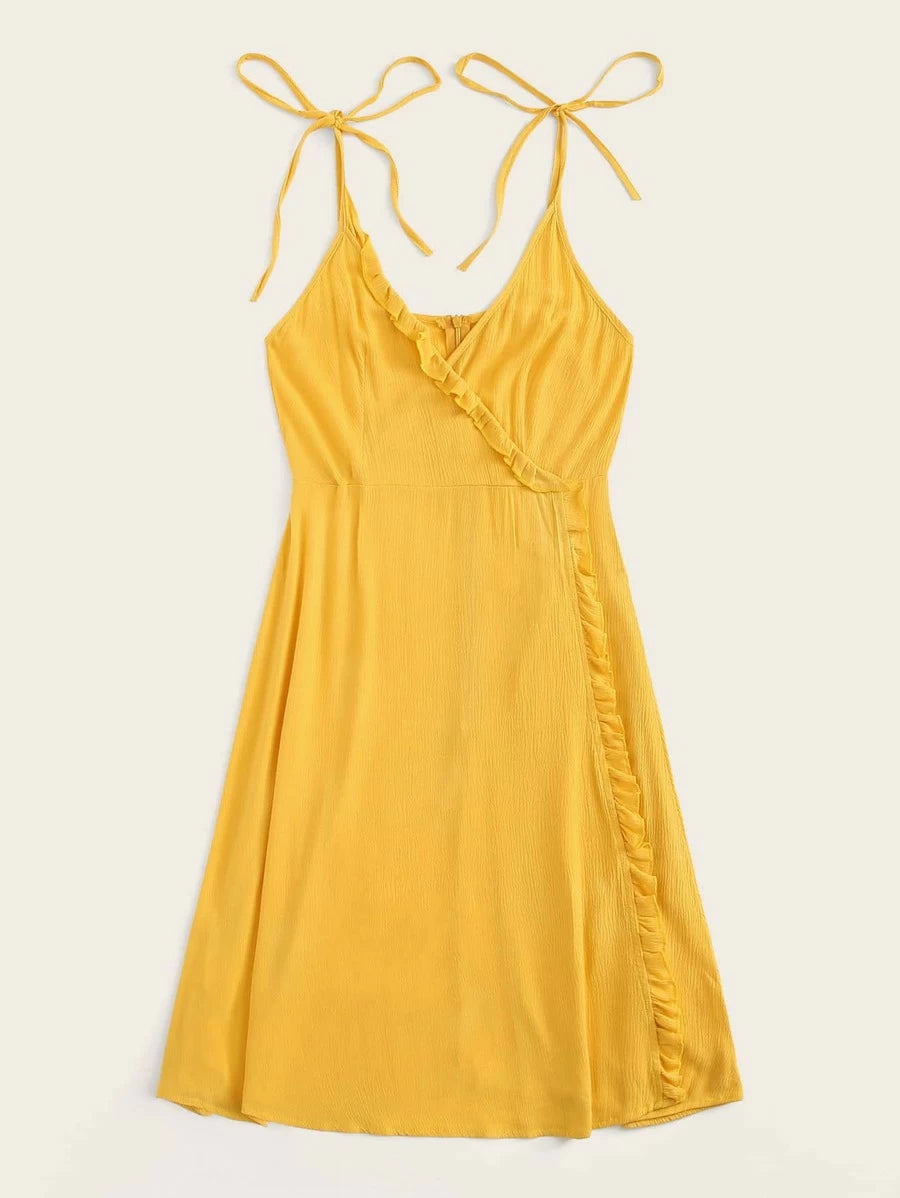Surplice Frill Trim Zip Back Cami Dress Periwinkley Shop