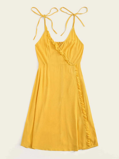Surplice Frill Trim Zip Back Cami Dress Periwinkley Shop