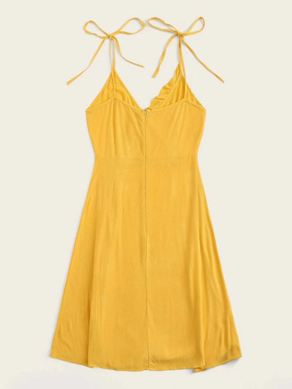Surplice Frill Trim Zip Back Cami Dress Periwinkley Shop