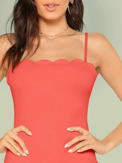 Scallop Edge Bodycon Cami Dress Periwinkley Shop