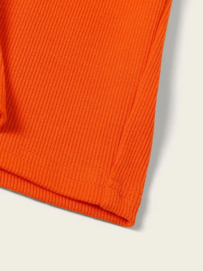 Neon Orange Ribbed Cami Bra And Skirt Set Periwinkley Shop