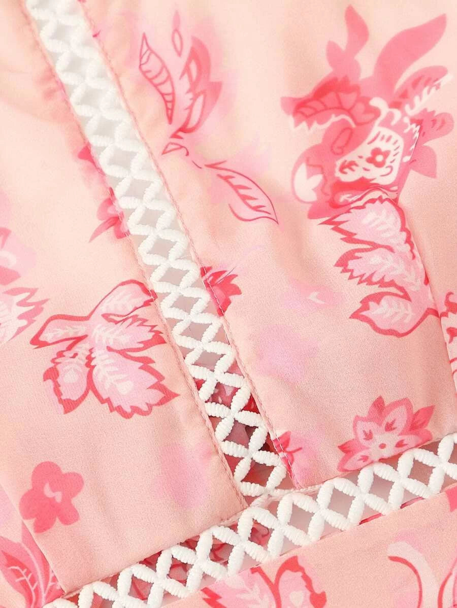 Tie Back Floral Print Cut Out Chiffon Dress Periwinkley Shop