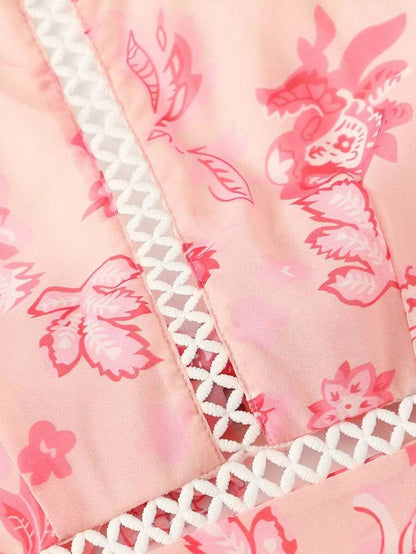Tie Back Floral Print Cut Out Chiffon Dress Periwinkley Shop