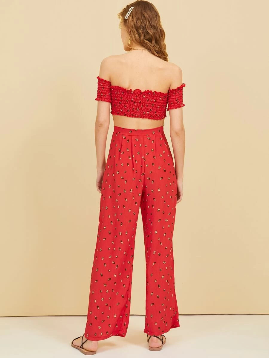 Drawstring Front Off The Shoulder Top With Pants Periwinkley Shop