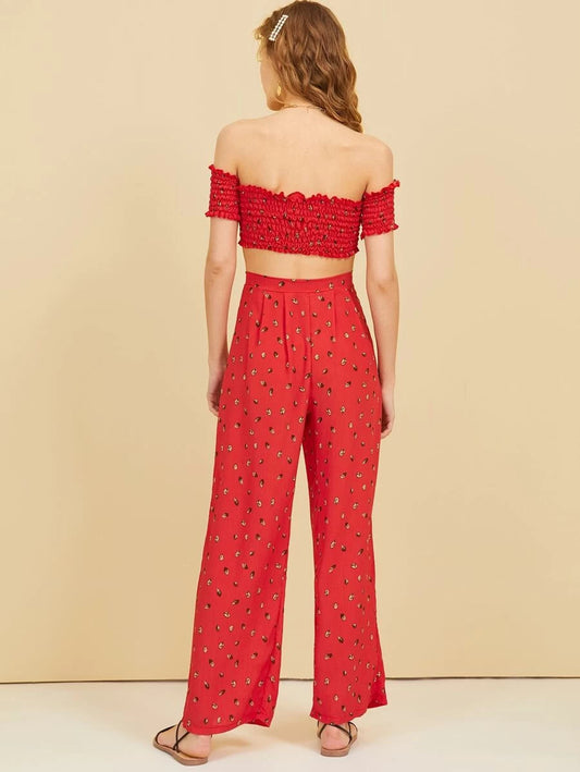 Drawstring Front Off The Shoulder Top With Pants Periwinkley Shop