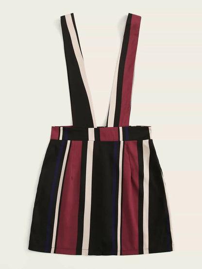 Striped Button Detail Pinafore Skirt Periwinkley Shop