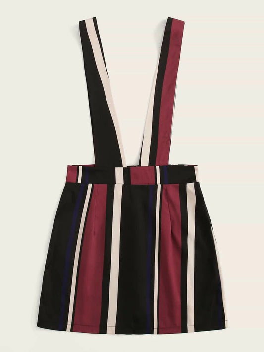 Striped Button Detail Pinafore Skirt Periwinkley Shop