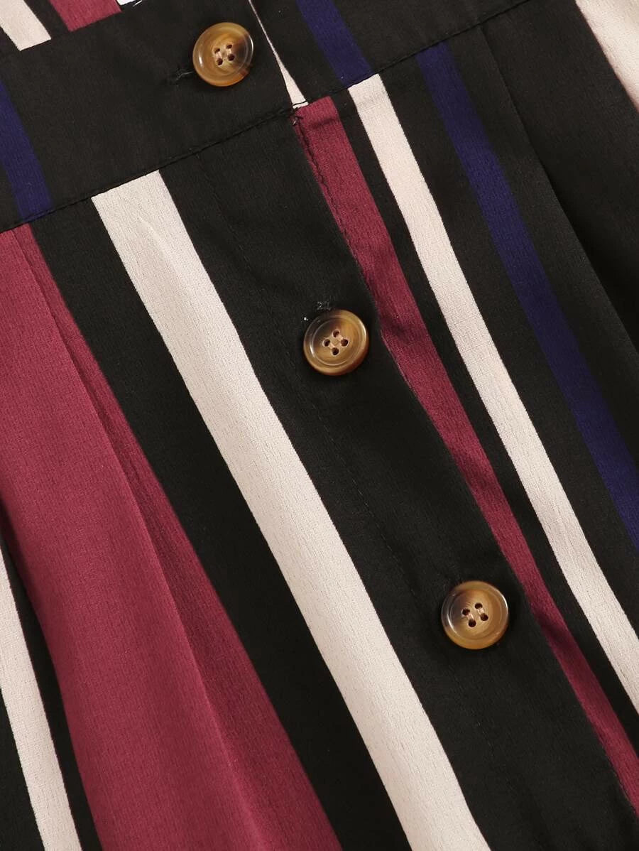 Striped Button Detail Pinafore Skirt Periwinkley Shop
