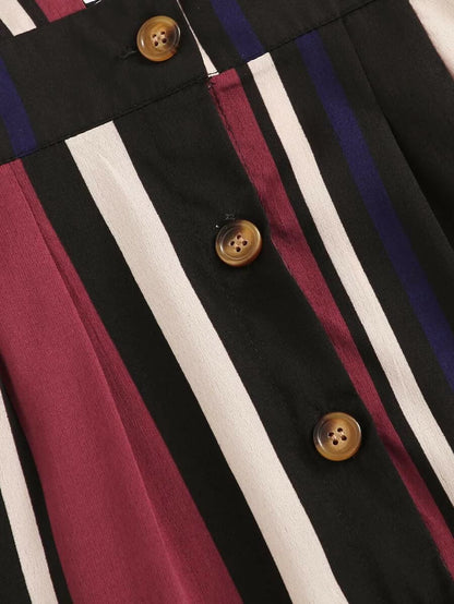 Striped Button Detail Pinafore Skirt Periwinkley Shop