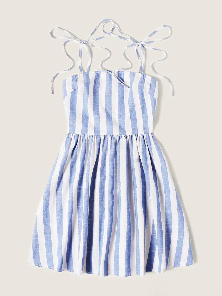 Self Tie Shoulder Fit & Flare Dress Periwinkley Shop