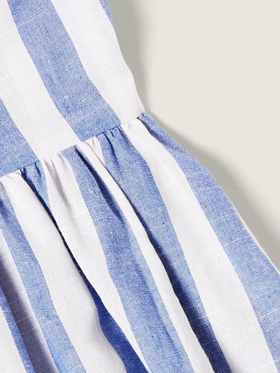 Self Tie Shoulder Fit & Flare Dress Periwinkley Shop