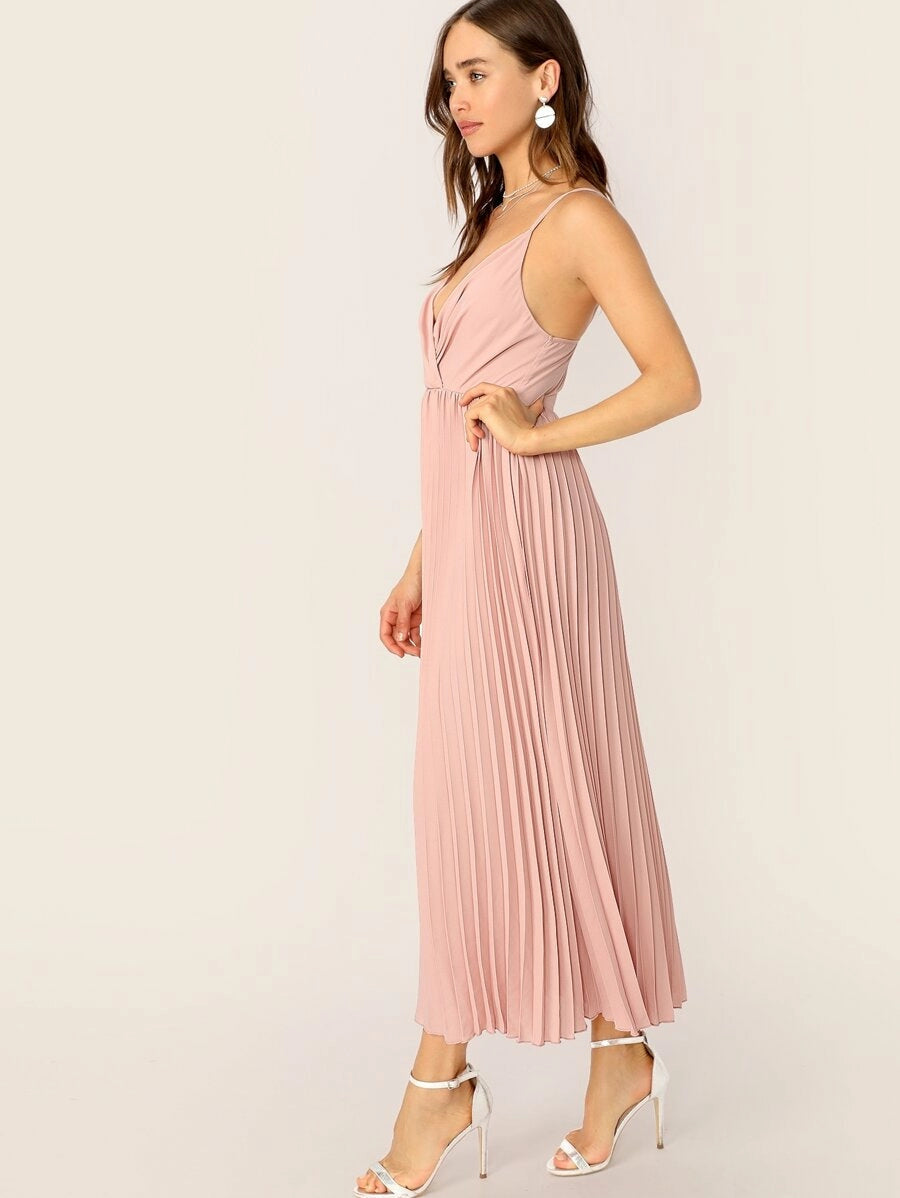 Surplice Neck Pleated Cami Dress Periwinkley Shop