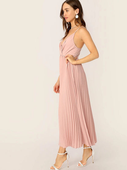 Surplice Neck Pleated Cami Dress Periwinkley Shop